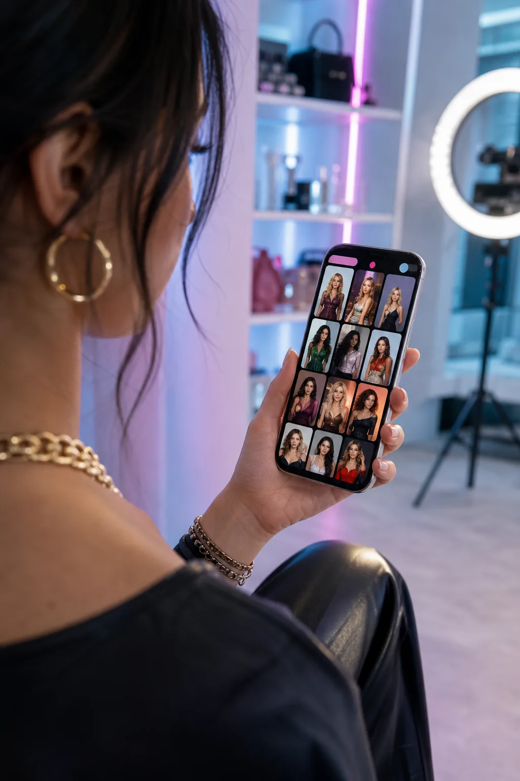 A visitor browsing a visual directory of independent fashion creators on a phone